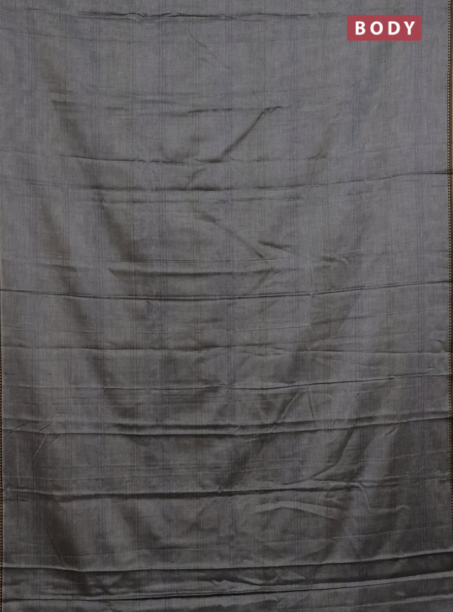 Narayanpet cotton saree grey and black with allover thread weaves and simple border