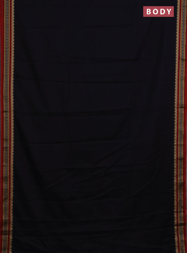 Narayanpet cotton saree black and maroon with plain body and thread woven border