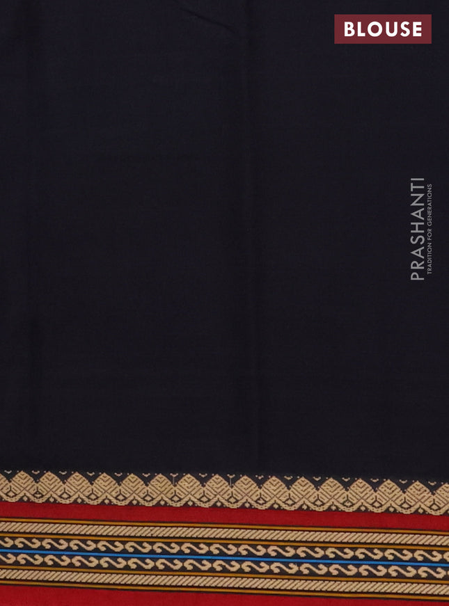 Narayanpet cotton saree black and maroon with plain body and thread woven border
