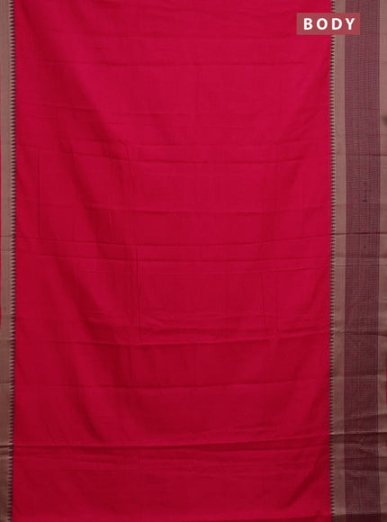 Narayanpet cotton saree pink with plain body and thread woven border