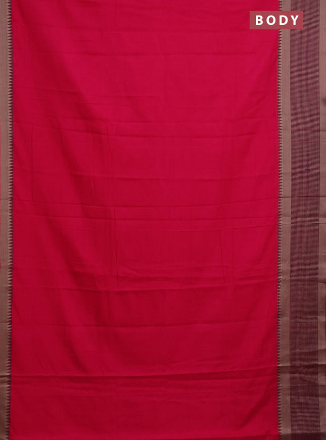 Narayanpet cotton saree pink with plain body and thread woven border