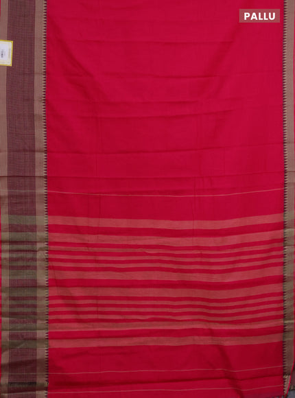 Narayanpet cotton saree pink with plain body and thread woven border
