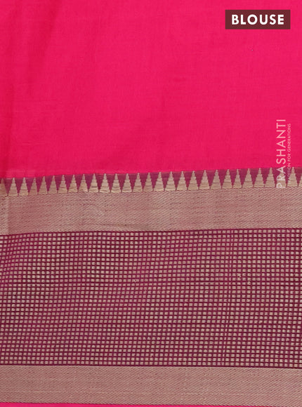 Narayanpet cotton saree pink with plain body and thread woven border