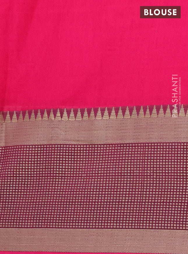 Narayanpet cotton saree pink with plain body and thread woven border