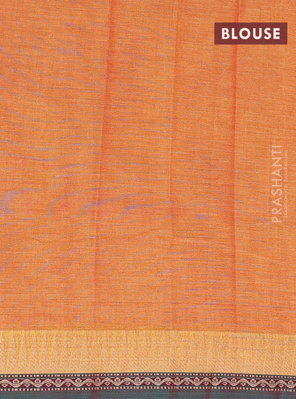 Narayanpet cotton saree mustard yellow and dual shade of green with plain body and temple design border