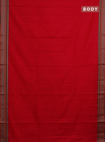 Narayanpet cotton saree pink and dual shade of green with plain body and thread woven border