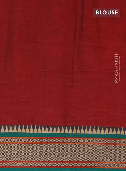 Narayanpet cotton saree maroon and green with plain body and thread woven border