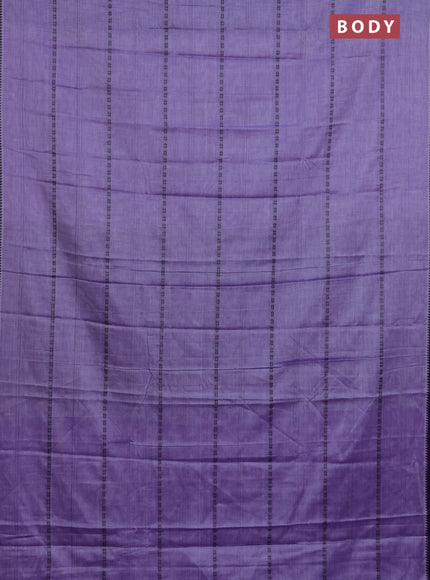 Narayanpet cotton saree pastel lavender and navy blue with allover thread weaves and simple border