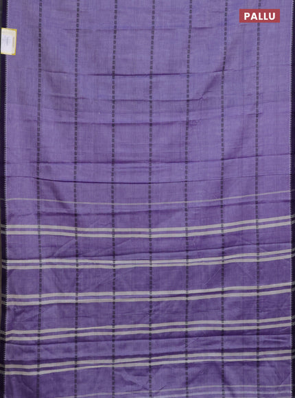 Narayanpet cotton saree pastel lavender and navy blue with allover thread weaves and simple border