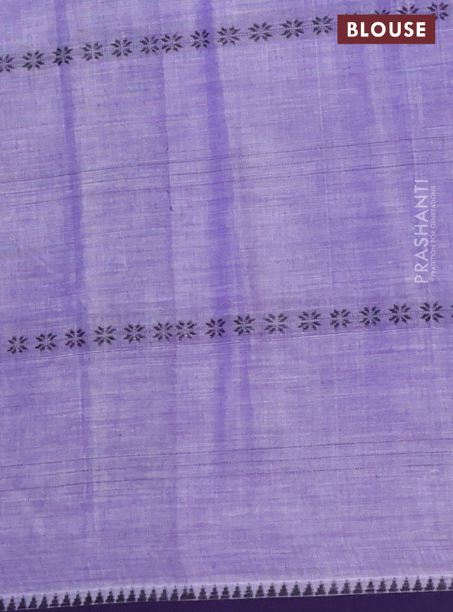 Narayanpet cotton saree pastel lavender and navy blue with allover thread weaves and simple border