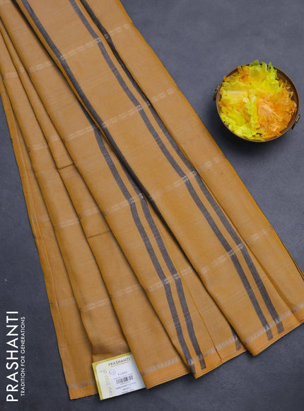 Narayanpet cotton saree pale yellow with allover thread weaves and simple border
