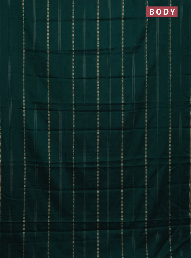 Narayanpet cotton saree green and beige with allover thread weaves and simple border