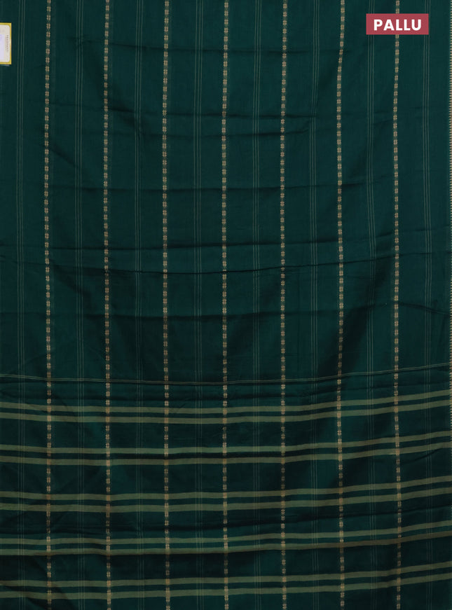 Narayanpet cotton saree green and beige with allover thread weaves and simple border