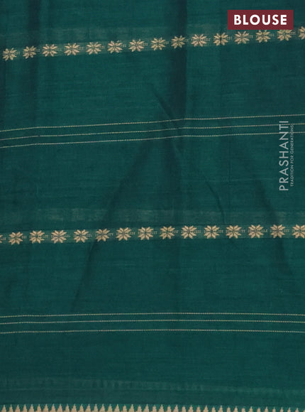 Narayanpet cotton saree green and beige with allover thread weaves and simple border