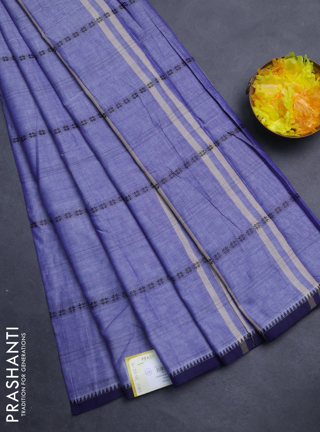 Narayanpet cotton saree blue shade and navy blue with allover thread weaves and simple border