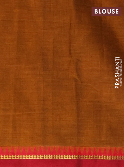 Narayanpet cotton saree dark mustard and maroon with plain body and simple zari border