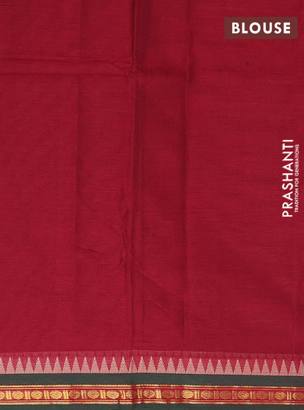 Narayanpet cotton saree maroon and green with plain body and temple design zari woven border