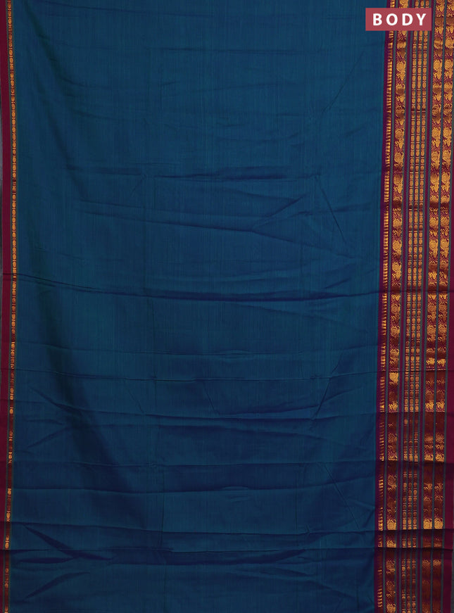 Narayanpet cotton saree dual shade of green and dual shade of maroon with plain body and long zari woven border