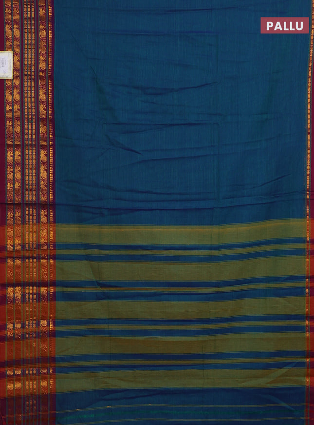 Narayanpet cotton saree dual shade of green and dual shade of maroon with plain body and long zari woven border