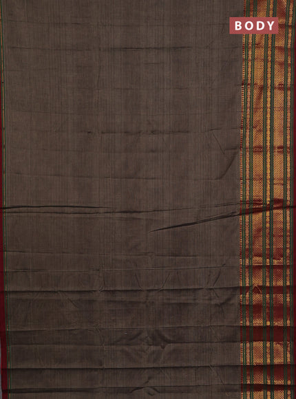 Narayanpet cotton saree grey and maroon with plain body and long zari woven border