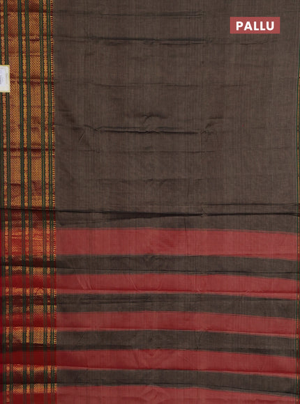 Narayanpet cotton saree grey and maroon with plain body and long zari woven border