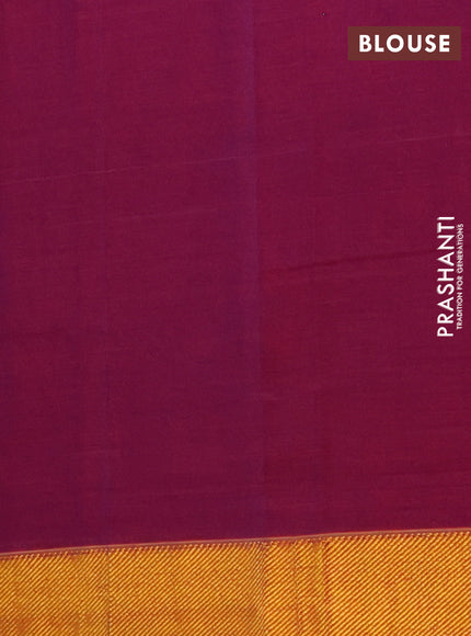 Narayanpet cotton saree purple shade and brown with plain body and zari woven border