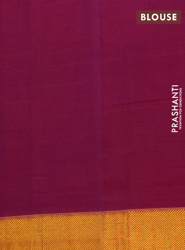 Narayanpet cotton saree purple shade and brown with plain body and zari woven border