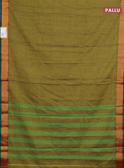 Narayanpet cotton saree lime green and green with plain body and zari woven border