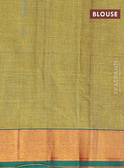 Narayanpet cotton saree lime green and green with plain body and zari woven border
