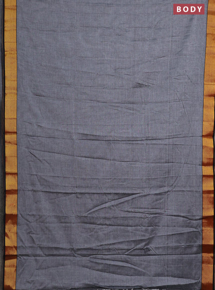 Narayanpet cotton saree grey and black with plain body and zari woven border