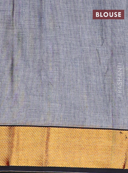 Narayanpet cotton saree grey and black with plain body and zari woven border