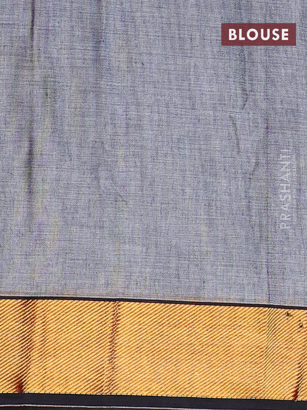 Narayanpet cotton saree grey and black with plain body and zari woven border
