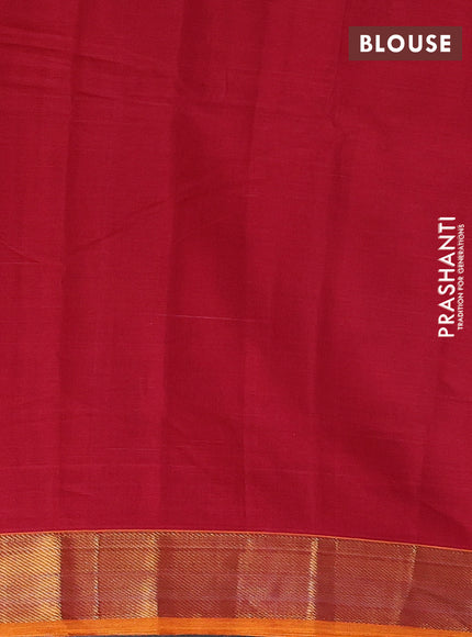 Narayanpet cotton saree maroon and mustard yellow with plain body and zari woven border