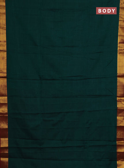 Narayanpet cotton saree green and maroon with plain body and zari woven border