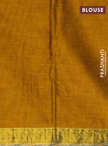 Narayanpet cotton saree dark mustard with plain body and zari woven border