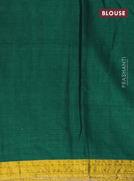 Narayanpet cotton saree green with plain body and zari woven border