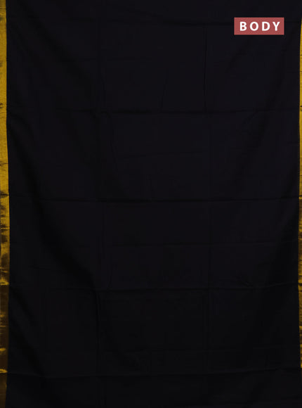 Narayanpet cotton saree black with plain body and zari woven border