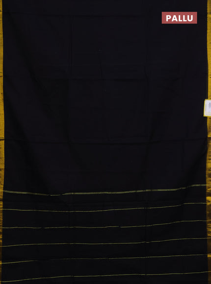 Narayanpet cotton saree black with plain body and zari woven border