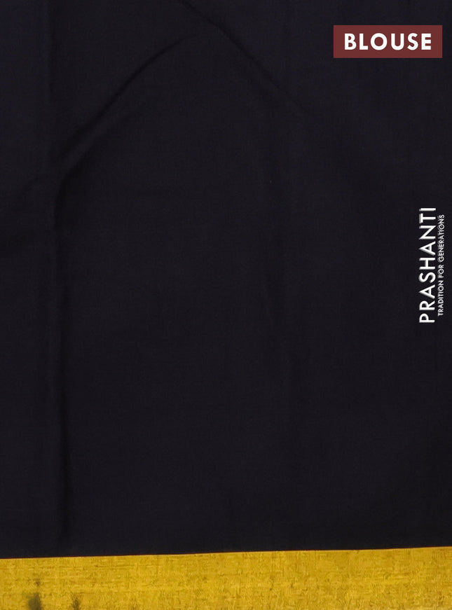 Narayanpet cotton saree black with plain body and zari woven border