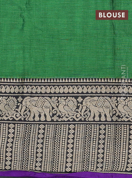Narayanpet cotton saree green and violet with plain body and thread woven border