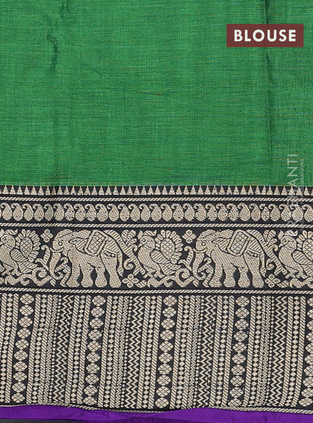 Narayanpet cotton saree green and violet with plain body and thread woven border