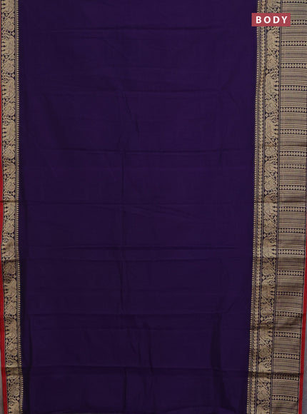 Narayanpet cotton saree deep violet and maroon with plain body and thread woven border