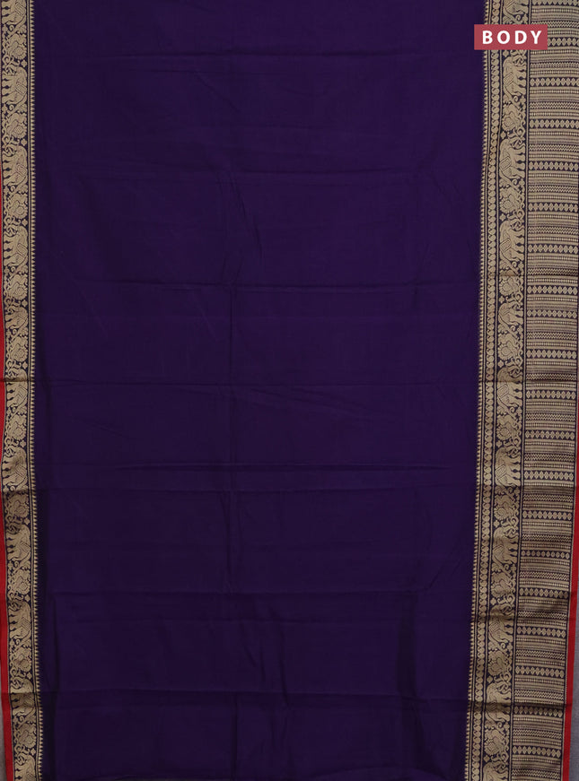 Narayanpet cotton saree deep violet and maroon with plain body and thread woven border