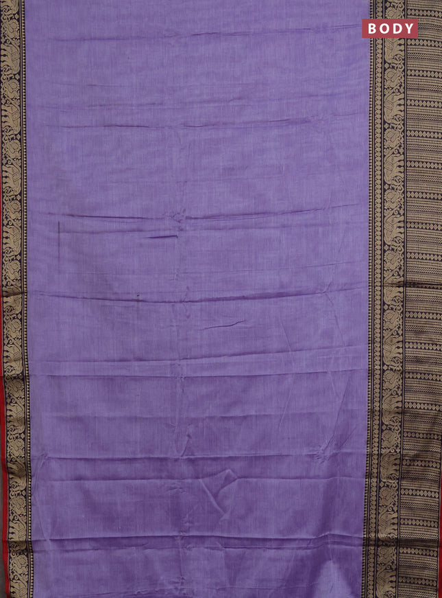 Narayanpet cotton saree lavender and maroon with plain body and thread woven border