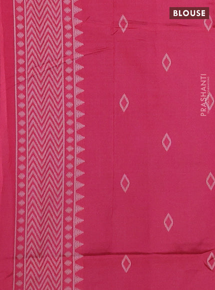 Sambalpuri semi silk saree peacock green and pink with allover ikat weaves and thread woven border
