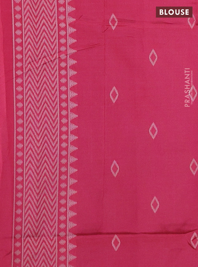 Sambalpuri semi silk saree peacock green and pink with allover ikat weaves and thread woven border