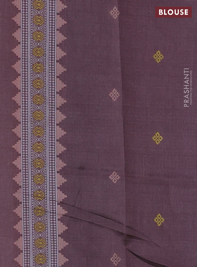 Sambalpuri semi silk saree teal blue and brown with allover ikat butta weaves and thread woven border