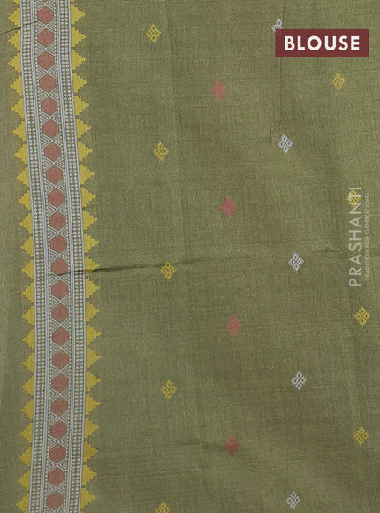 Sambalpuri semi silk saree purple and sap green with allover ikat butta weaves and thread woven border