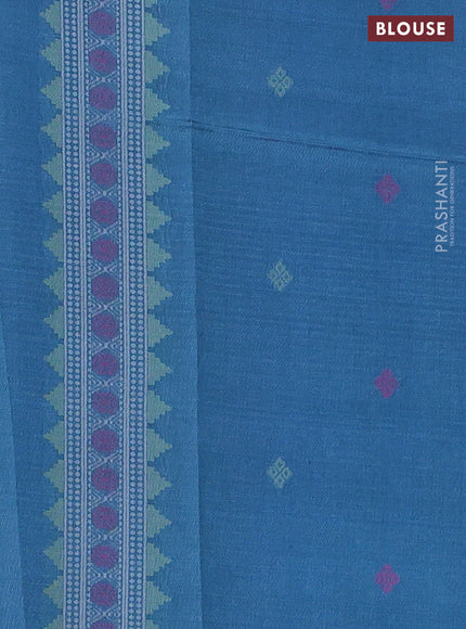 Sambalpuri semi silk saree maroon and blue shade with allover ikat butta weaves and thread woven border