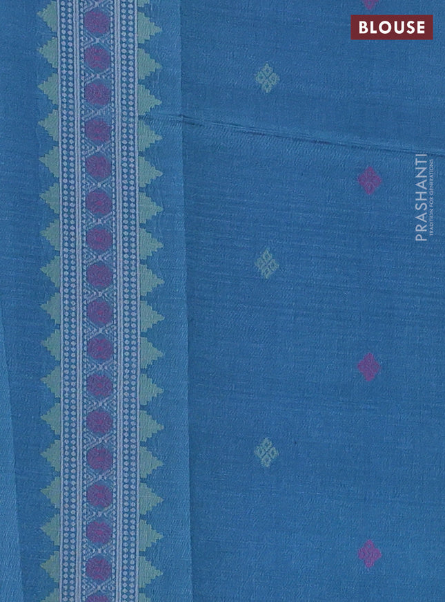 Sambalpuri semi silk saree maroon and blue shade with allover ikat butta weaves and thread woven border